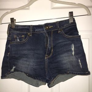 High waisted denim shorts